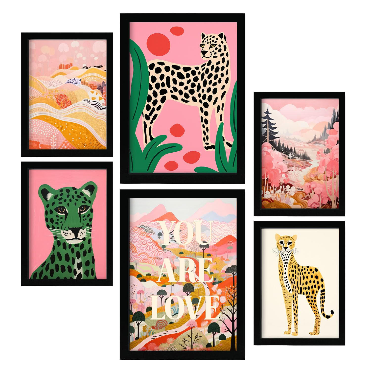 POSTER Set Mit 6 Machende Rosen A3 & A4 Schwarzer Rahmen - Schwarz, Papier (29/3cm) - Nacnic