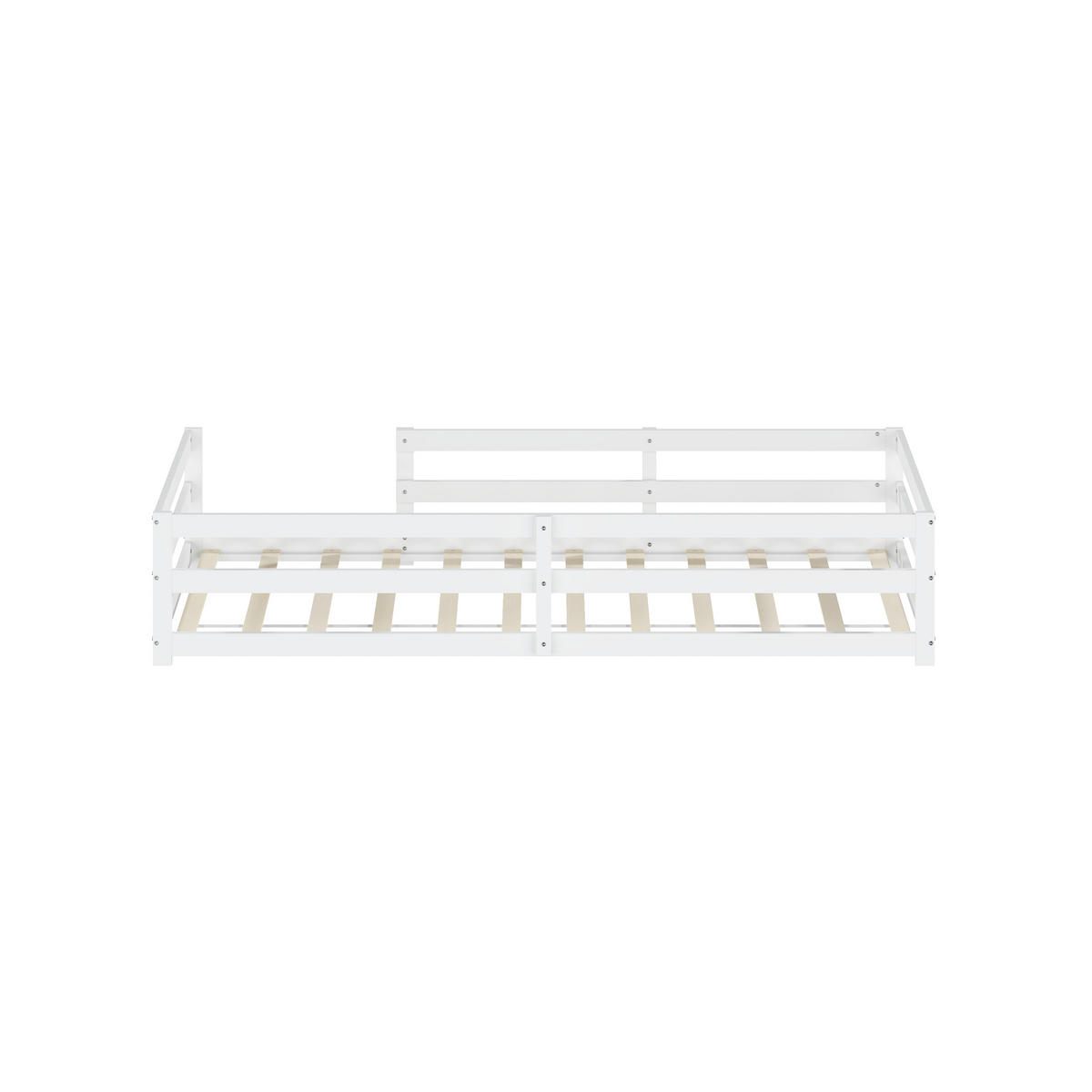 BODENBETT 90/200 cm DE-33039 mit Schutzgitter Weiß - Weiß, Holz (90/200cm) - ComfortXL