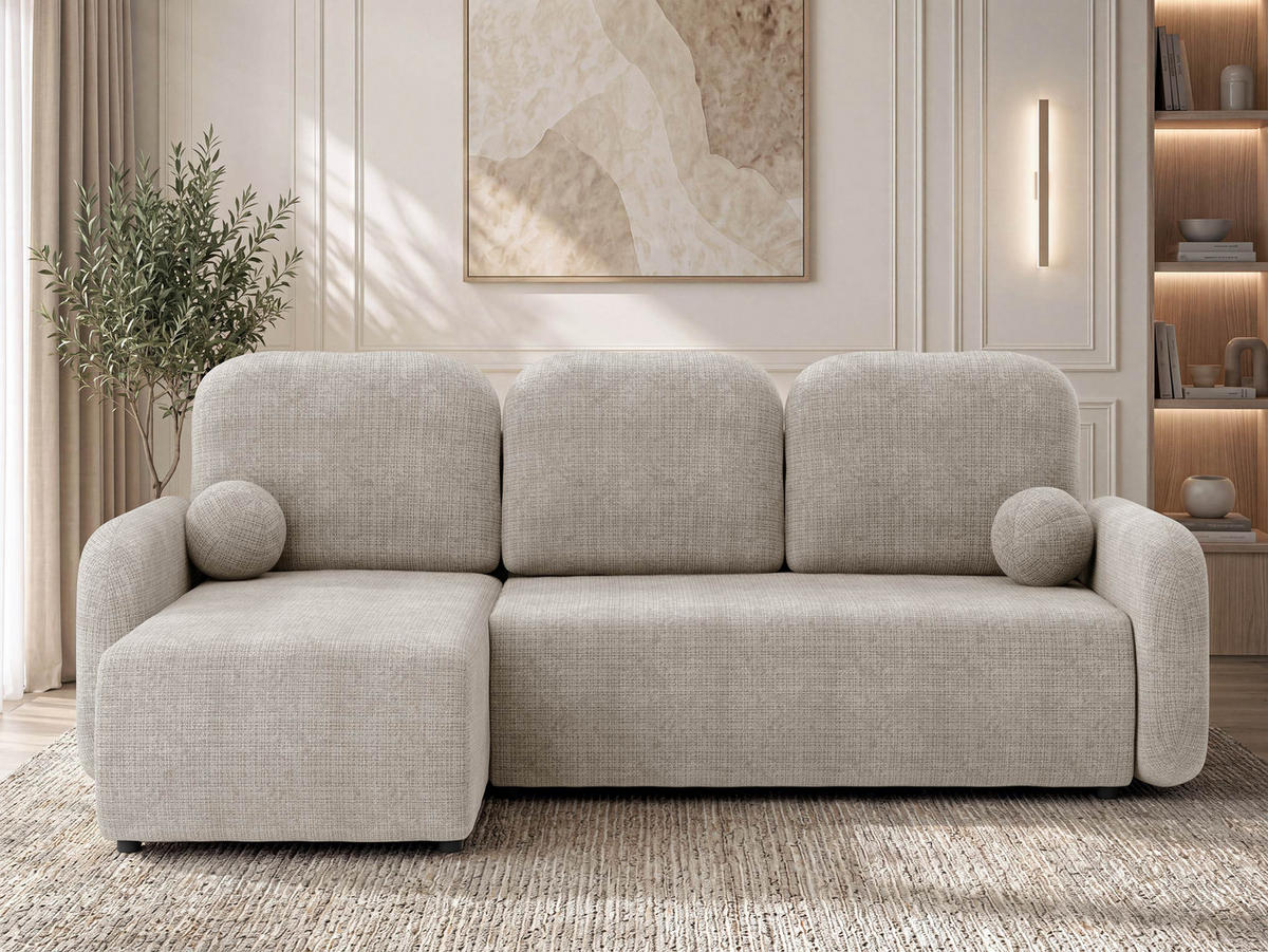 ECKSCHLAFSOFA Gizefa - Beige/Schwarz, Holz/Kunststoff (233/147cm) - MIRJAN24