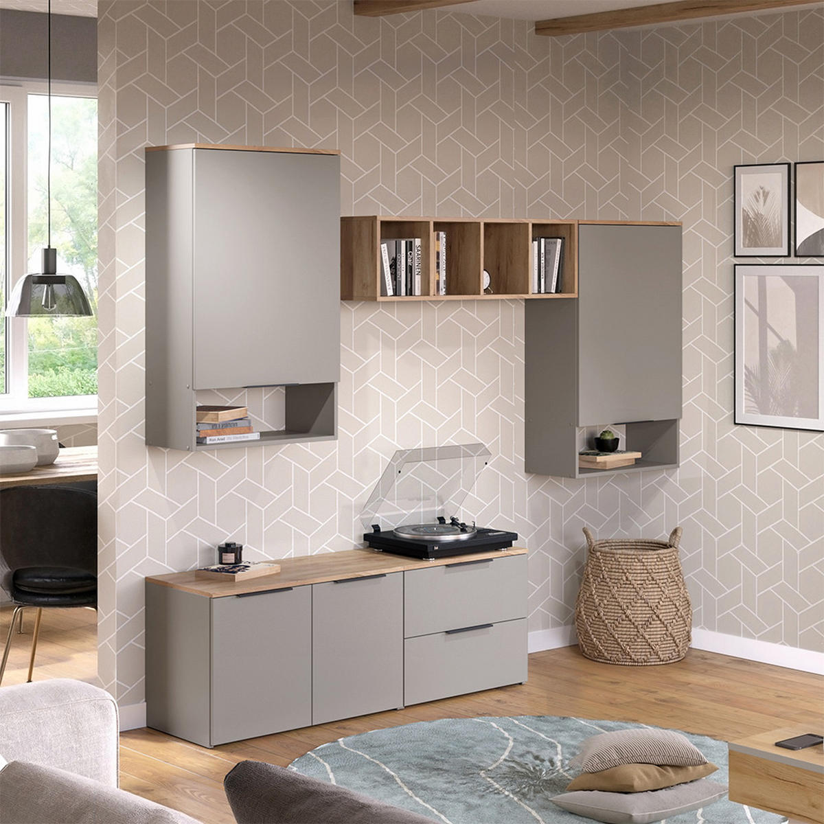 ŽIVÁ STĚNA Wido Greige - Sonoma dub/šedobéžová, kompozitní dřevo (80/50/40cm) - Vicco