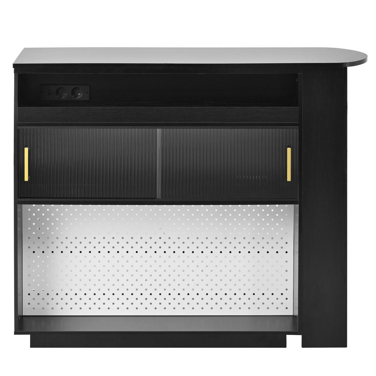 SIDEBOARD 120x50x95.5 cm Schwarz mit LED-Beleuchtung & Ladestation - Schwarz, Holzwerkstoff (120/95.5/50cm) - Modfu