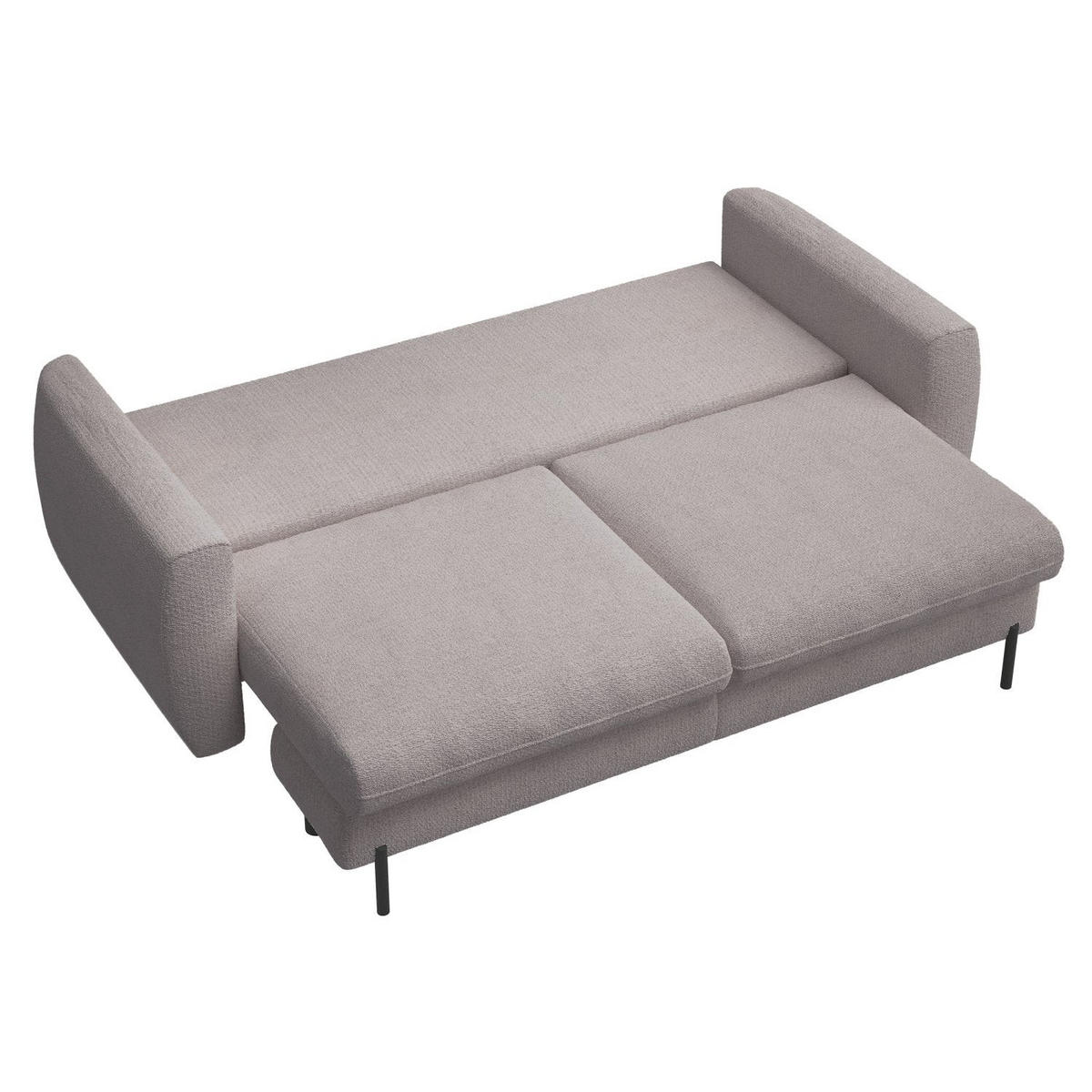 SOFA Rane greige mit Schlaffunktion - Taupe/Schwarz, Textil/Metall (236/90/102cm) - Selsey