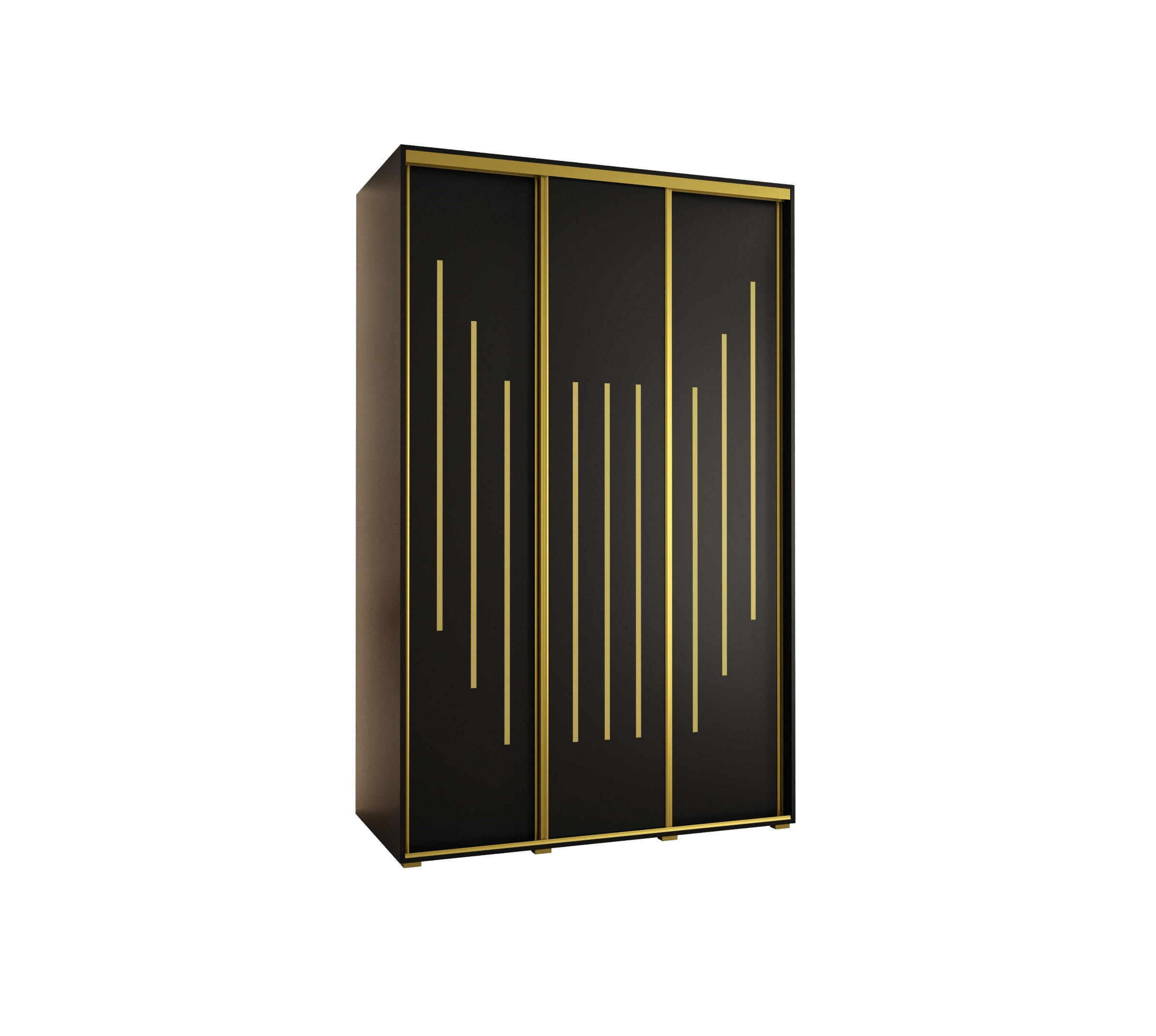 Abiks Möbel Schwebetürenschrank Schwarz, Schwarz, Gold 150x235x60 cm