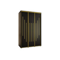SCHWEBETÜRENSCHRANK 235,2/160/60 3-türig - Goldfarben/Schwarz, Holz/Metall (160/235/60cm) - Abiks Möbel