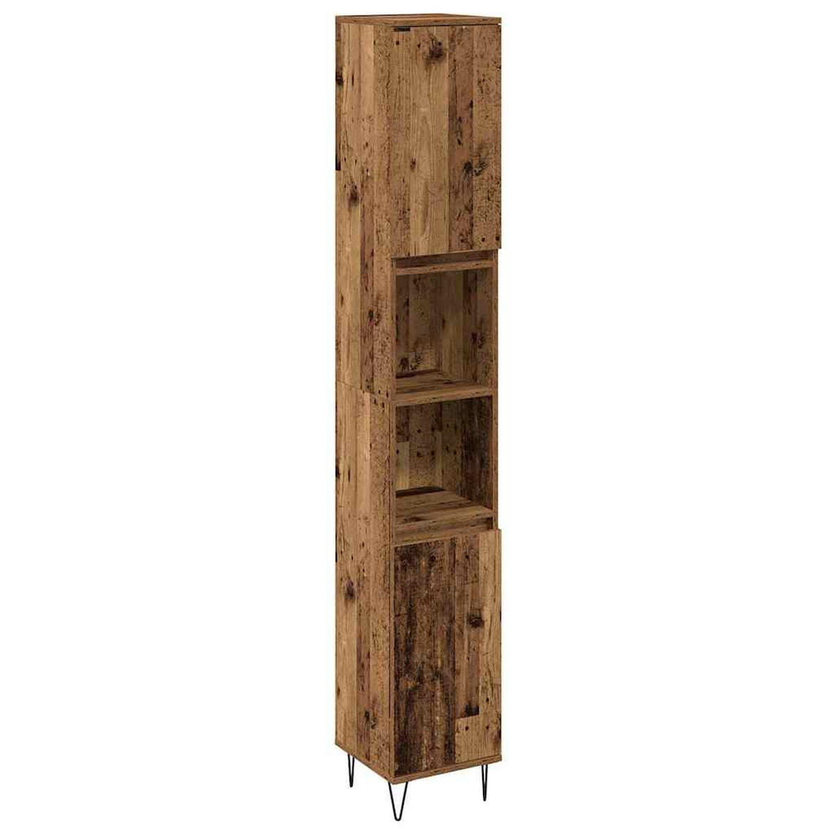BADEZIMMERMÖBEL-SET Mit Regal 3 Pcs Altholz Holzwerkstoff - Braun, Holzwerkstoff (33/180/140cm) - vidaXL