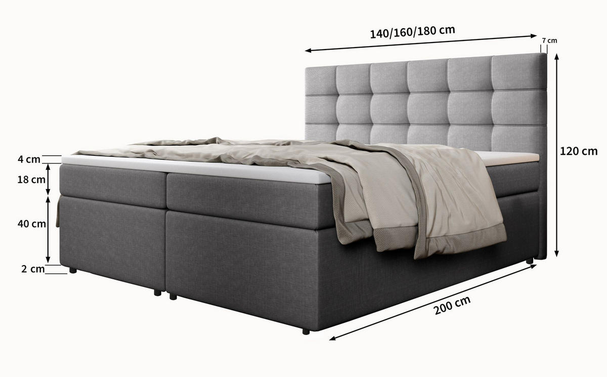 BOXBETT PALMA 160x200 cm mit Matratze und Topper - Rosa - Rosa, Holz (160/200cm) - MASSENO