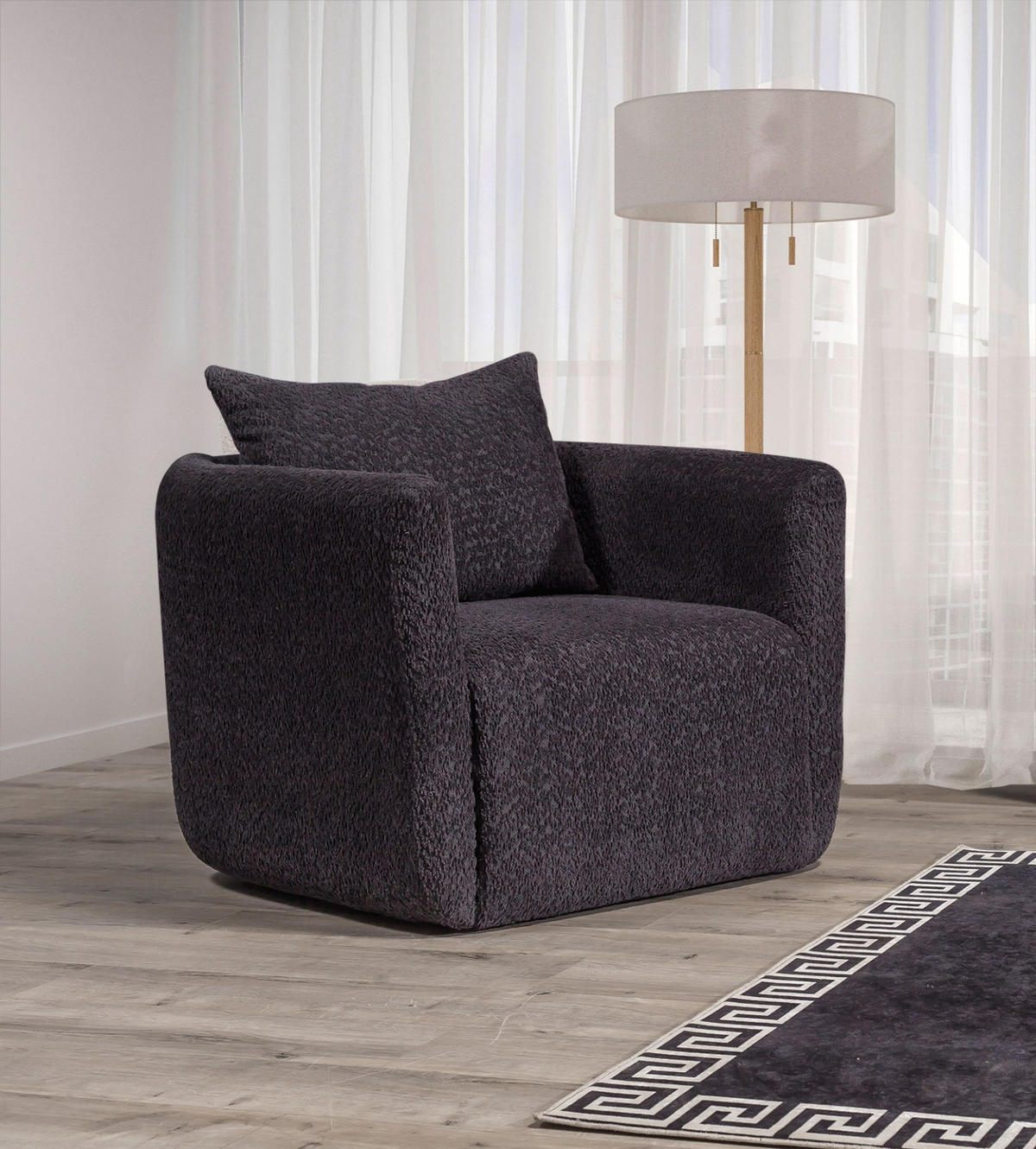 SITZGARNITUR Energy Grau-Seidengrau Stellvariante:2+1 - Braun, Holz (210/93/100cm) - Villa Möbel