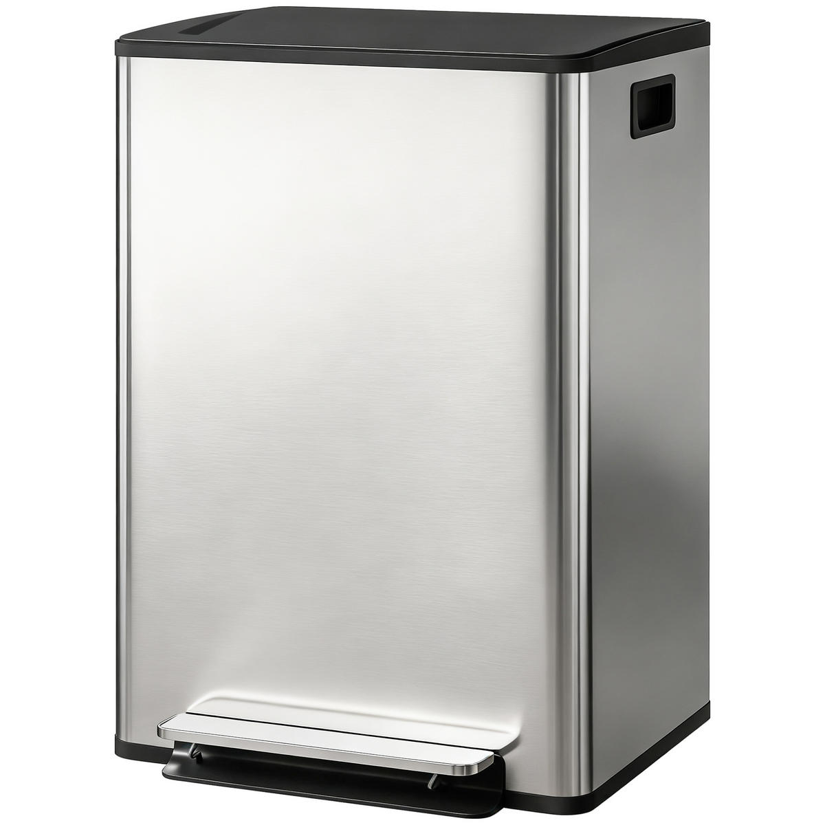 TRETEIMER mit 2 Fächern Silber 60 L 47,5/37,5/67 cm - Silberfarben, Metall (47.5/67/37.5cm)