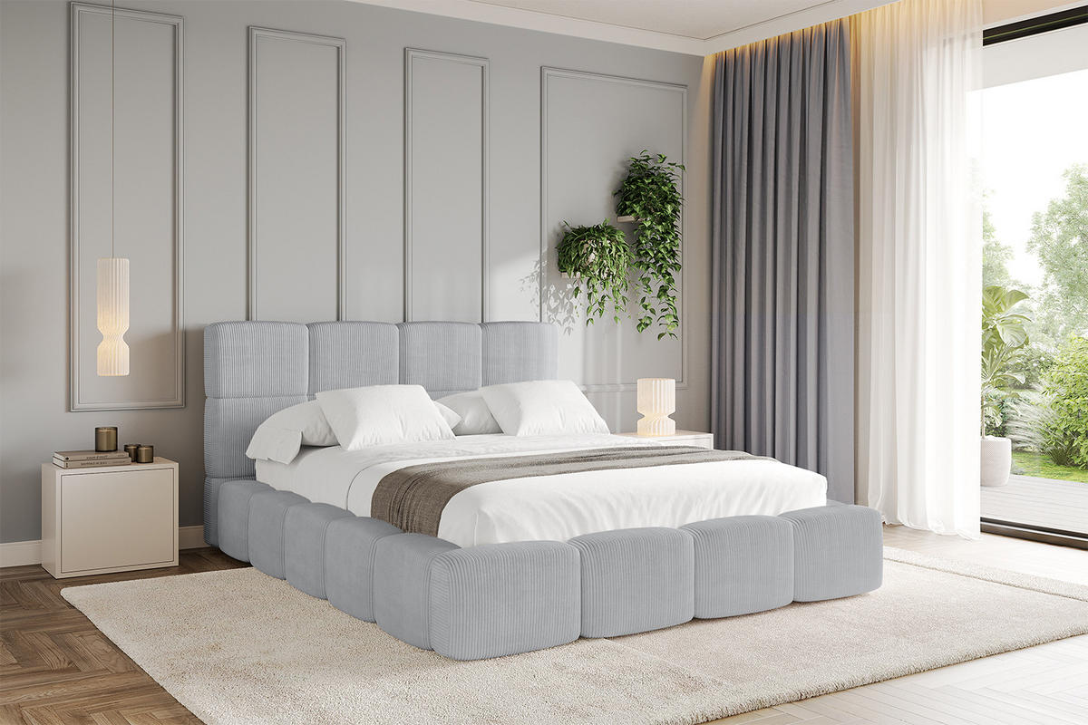 POLSTERBETT mit Bettkasten und Lattenrost, Bett mit Kopfteil, Boxbett ohne Matratze, Doppelbett mit Stauraum - NATA 120x200 Grau - Graphitfarben, Holzwerkstoff/Textil (120/200cm) - ALTDECOR