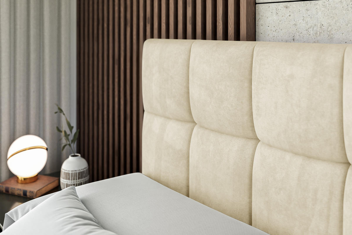 BOXBETT mit H4-Matratze und Lattenrost - RICAR - 180x200 Beige - Beige, Holzwerkstoff (180/200cm) - ALTDECOR