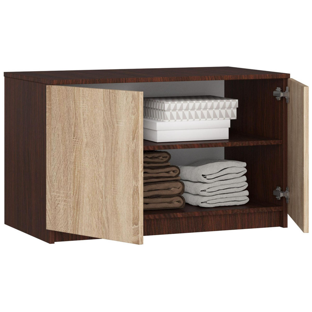 KLEIDERSCHRANK AUFSATZSCHRANK Wengefarben,Sonoma-Eiche 90x51x55cm - Wengefarben/Sonoma Eiche, Holzwerkstoff (90/55/51cm) - Akord
