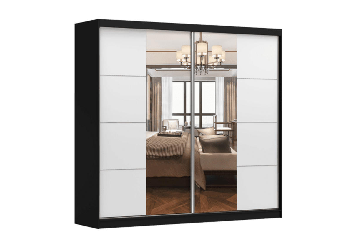 SCHIEBETÜRENSCHRANK - BEN 38 233 CM (Schwarz) - Schwarz, Holzwerkstoff (233/218/61cm) - Möblo