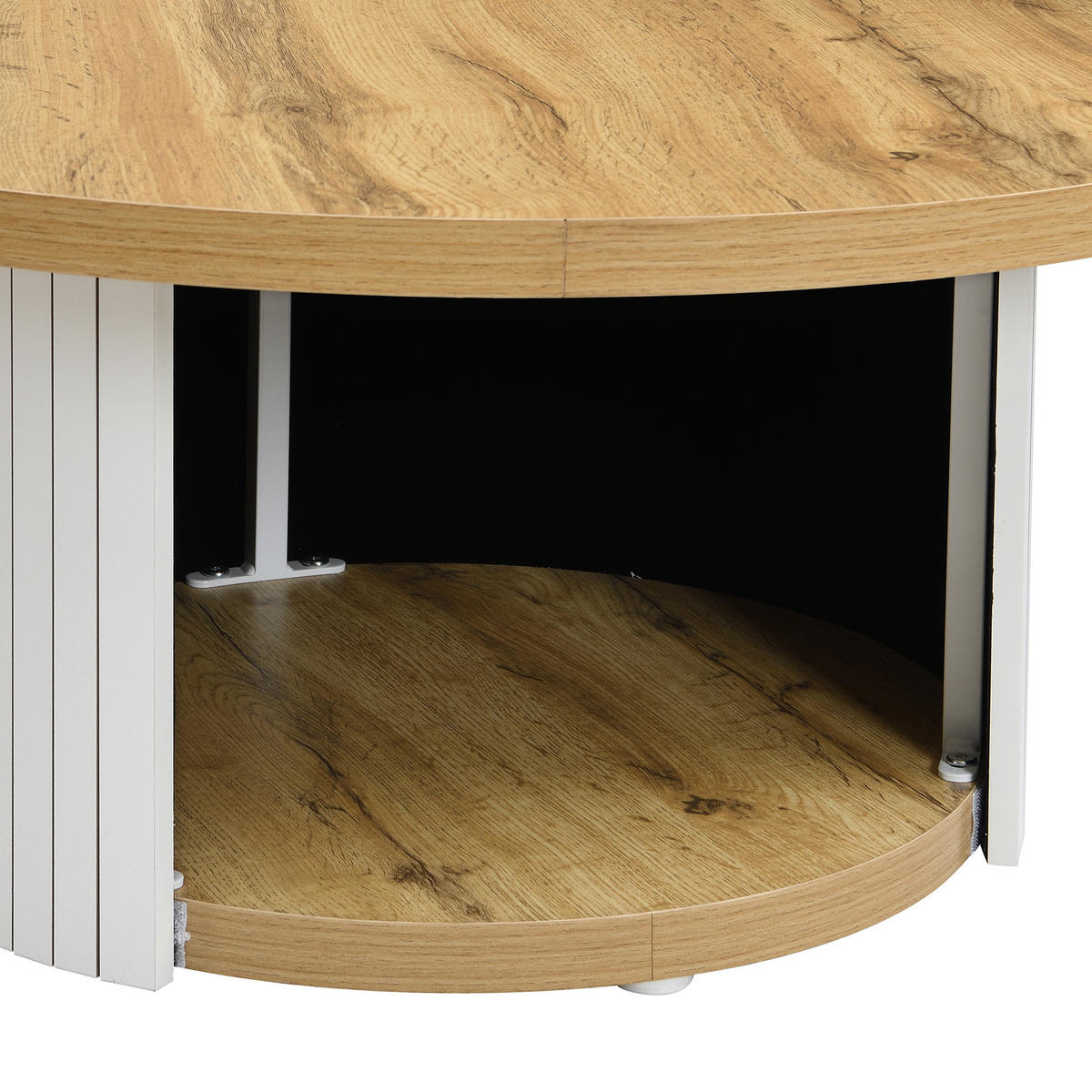 COUCHTISCH in Naturfarben Wohnzimmertisch- Set mit 2 runden Tischen,B75/T75/H50cm und B45/T45/H35cm - Weiß/Naturfarben, Holzwerkstoff (75/75/50cm) - STILVORA