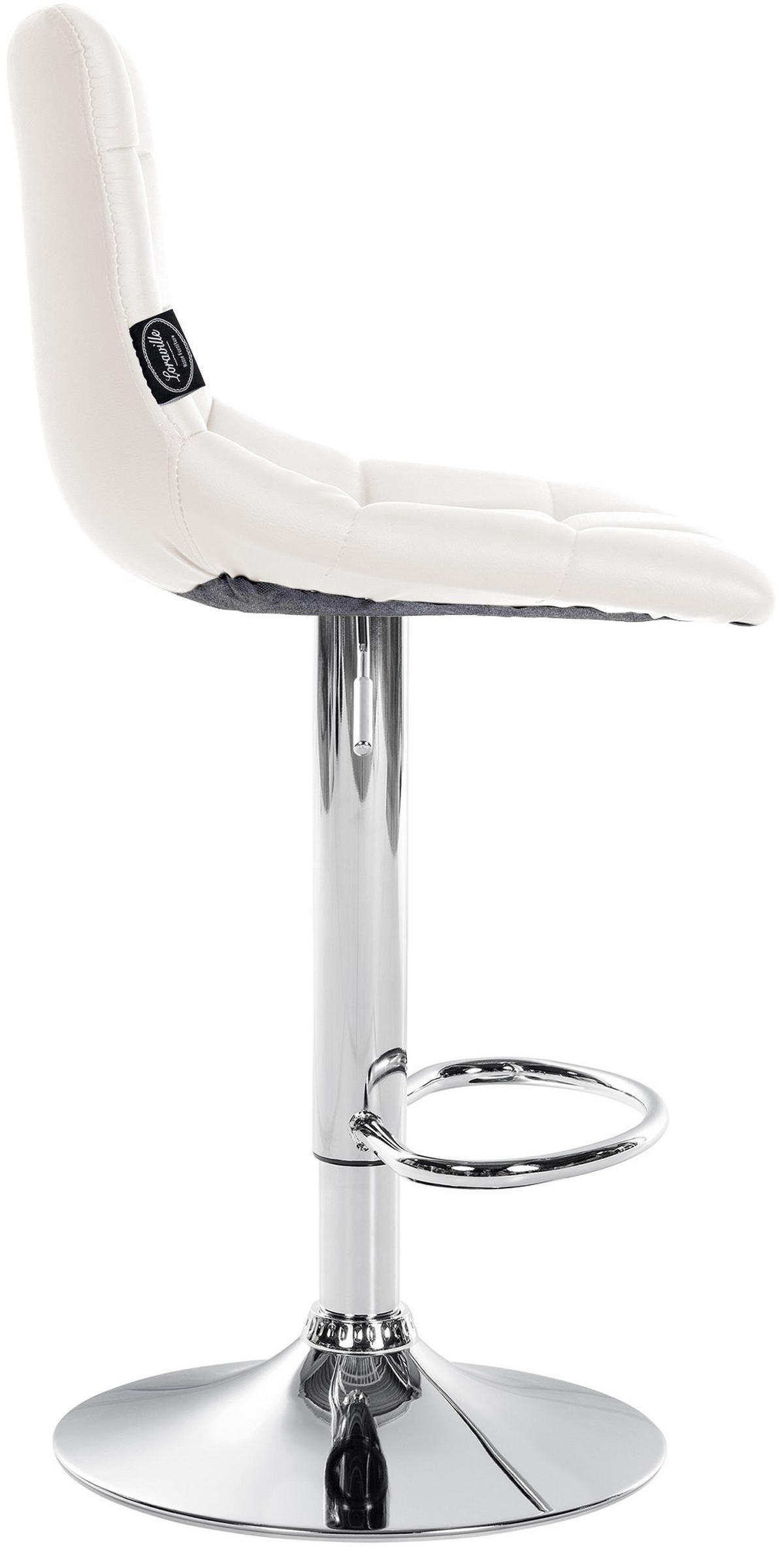 BARHOCKER 2er Set Lederlook weiß - Chromfarben/Weiß, Textil/Metall (43/87/46.5cm) - CLP