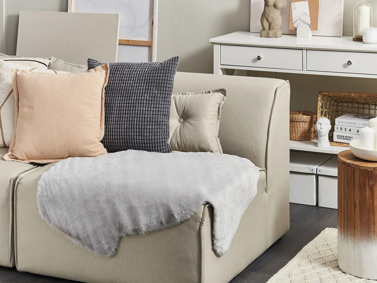 KUNSTFELL-TEPPICH Undara 90/60 cm - Grau, Kunststoff (60/90cm) - Beliani