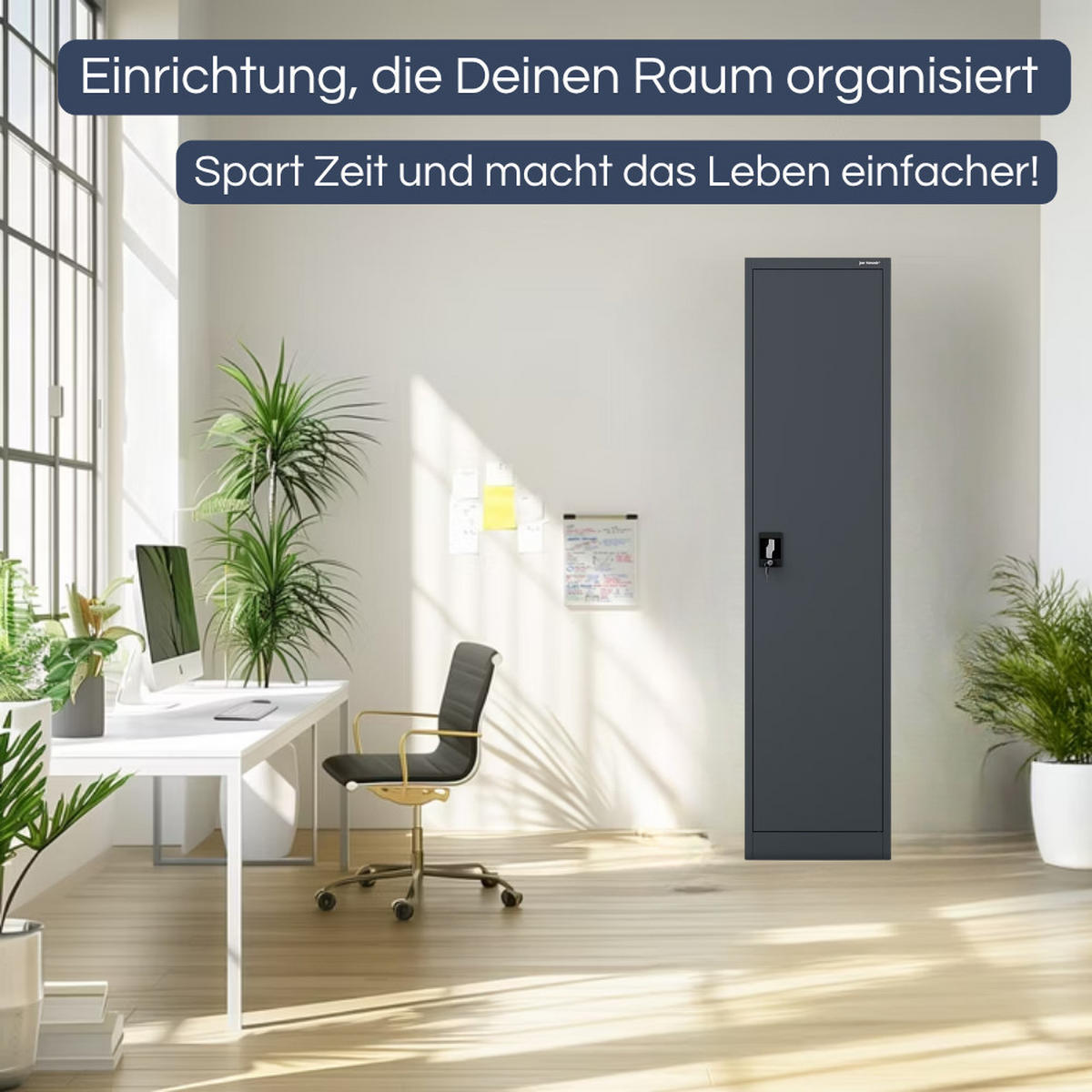 AKTENSCHRANK abschließbar KADO Flügeltüren 185x45x60cm Anthrazit - Anthrazit, Metall (45/185/60cm) - DELUKE