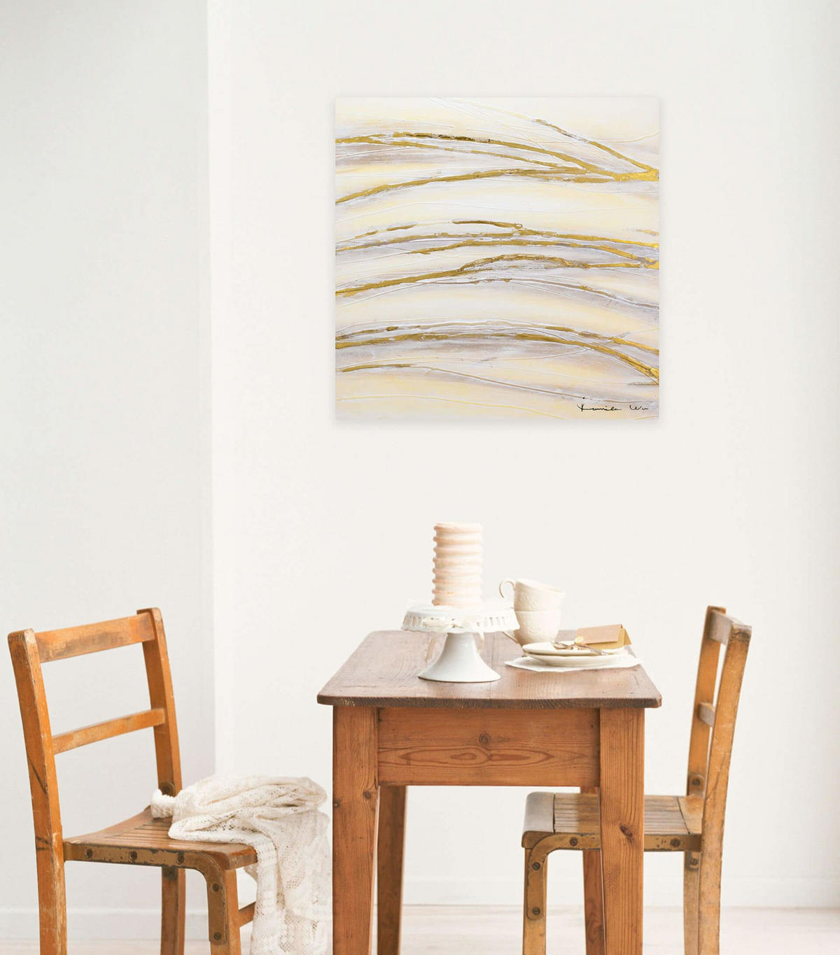 ACRYLBILD HANDGEMALT 80/80 cm - Goldfarben, Holz/Textil (1.48/80cm) - KUNSTLOFT