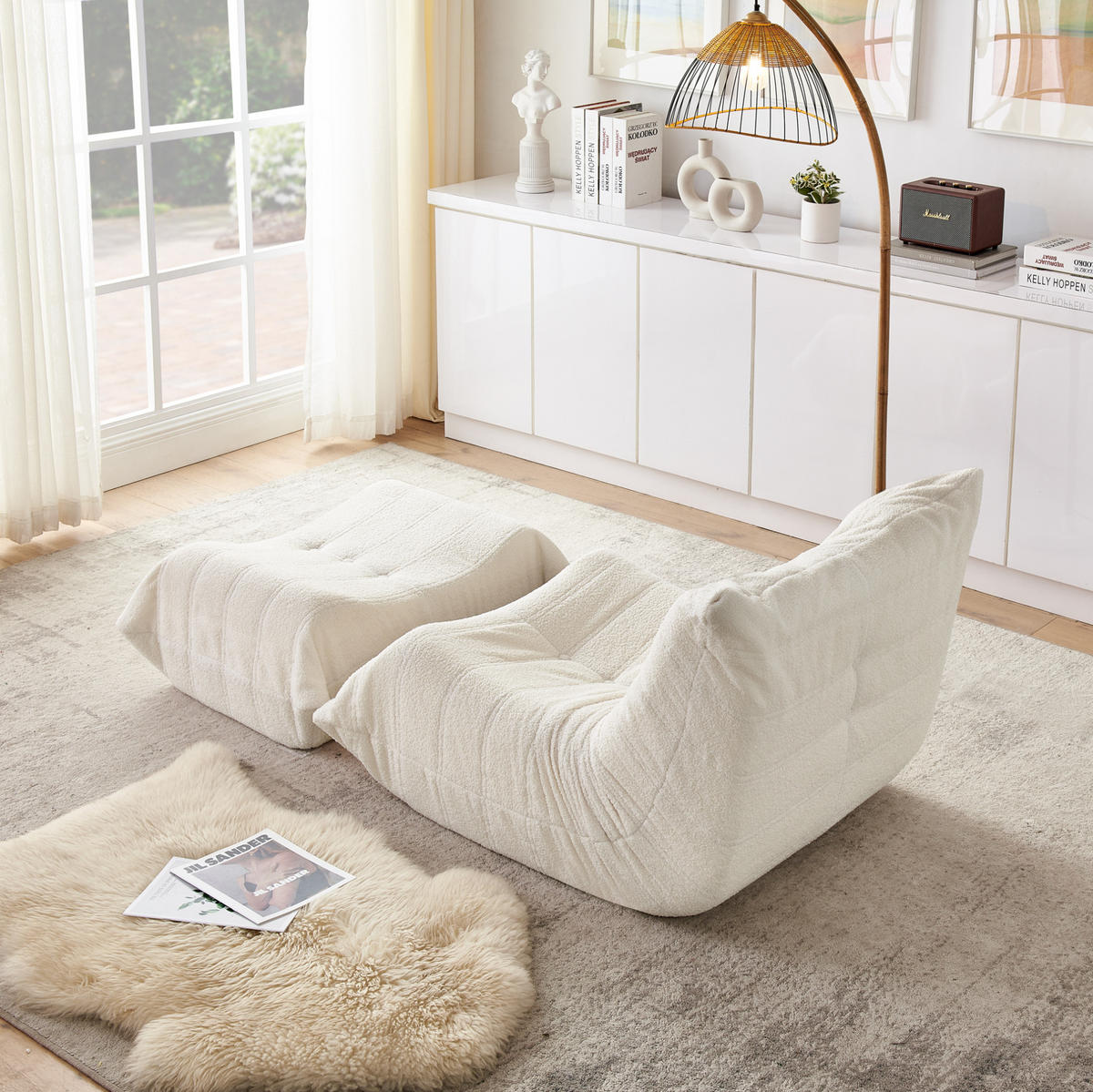 SCHLAFSESSEL mit Rückenlehne und Fußhocker Beige - Beige, Kunststoff (90/70/100cm) - Beauniv