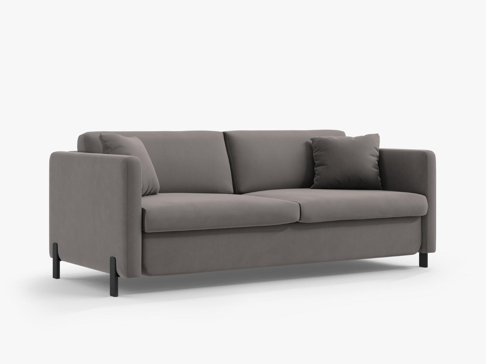 AUSKLAPPBARES-SOFA Gloria aus Samt grau 3 Sitzplätze - Grau, Textil (102/80/202cm) - Micadoni