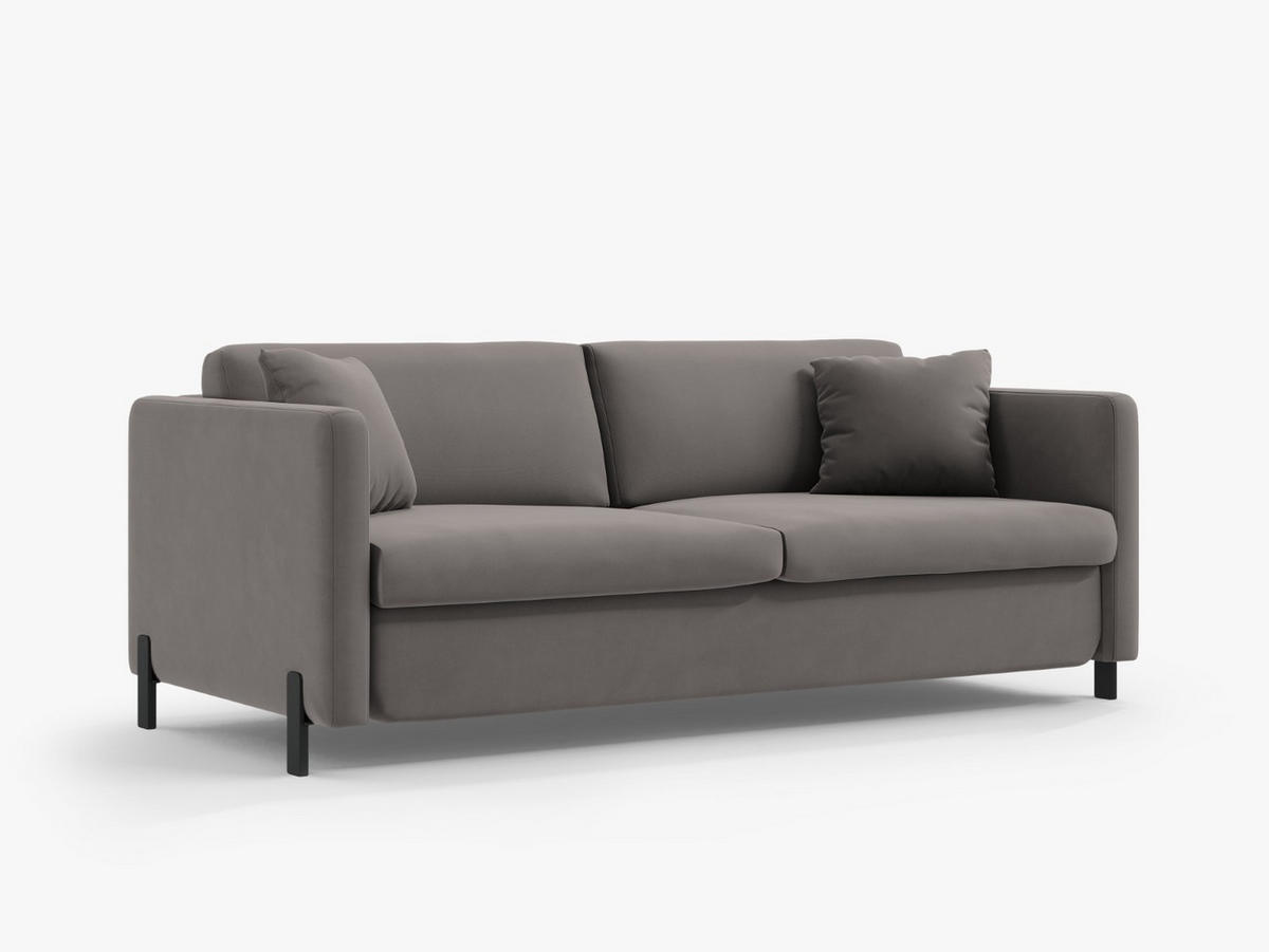AUSKLAPPBARES-SOFA Gloria aus Samt grau 3 Sitzplätze - Grau, Textil (102/80/202cm) - Micadoni