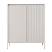 HIGHBOARD Trentinis 3T Beige 103,5/123,4/39,5 cm – Geriffelten Fronten - Beige, Holzwerkstoff/Metall (103.5/123.4/39.5cm) - AX Living