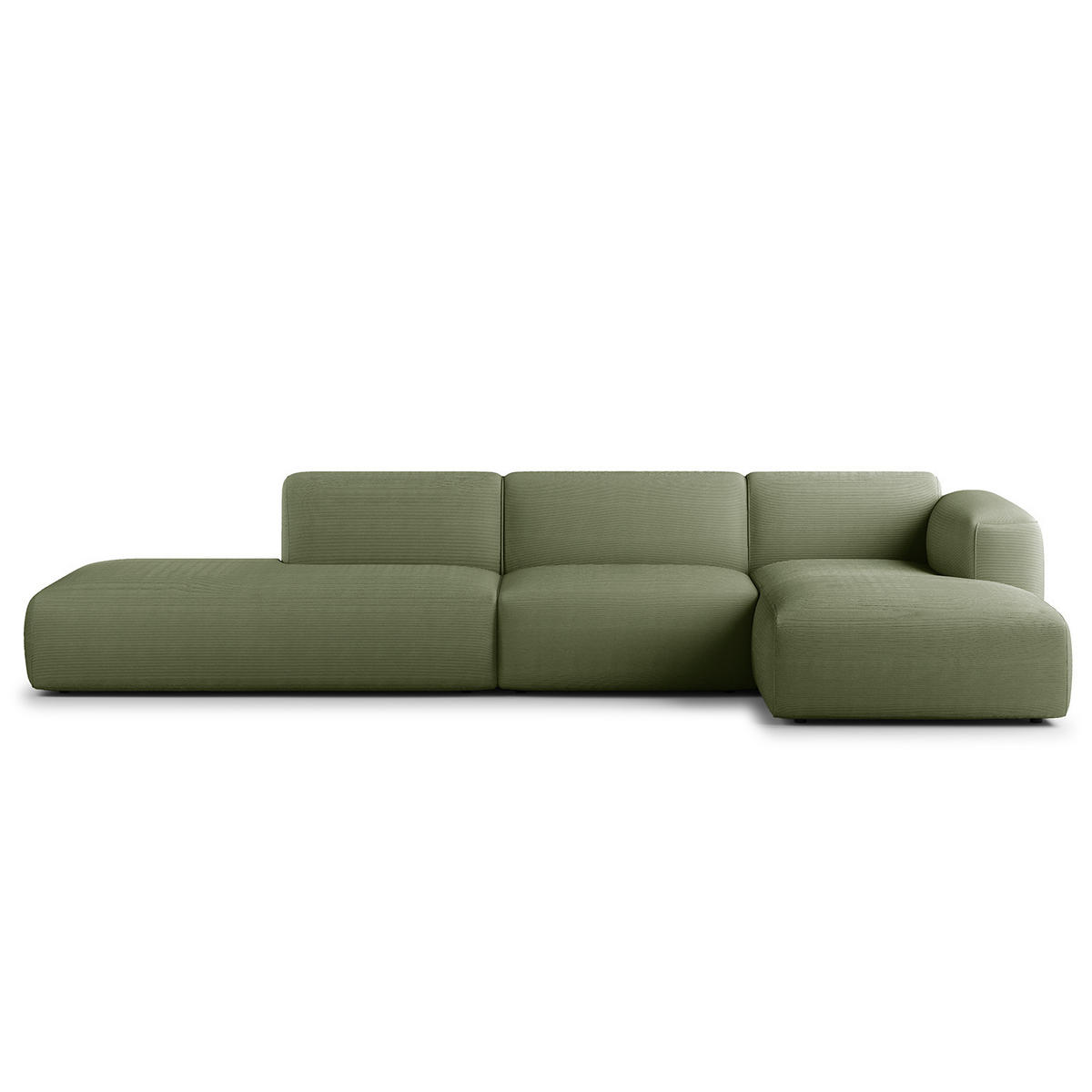 ECKSOFA mit Chaiselongue - Dunkelgrün/Schwarz, Kunststoff/Textil (290/173cm) - home24