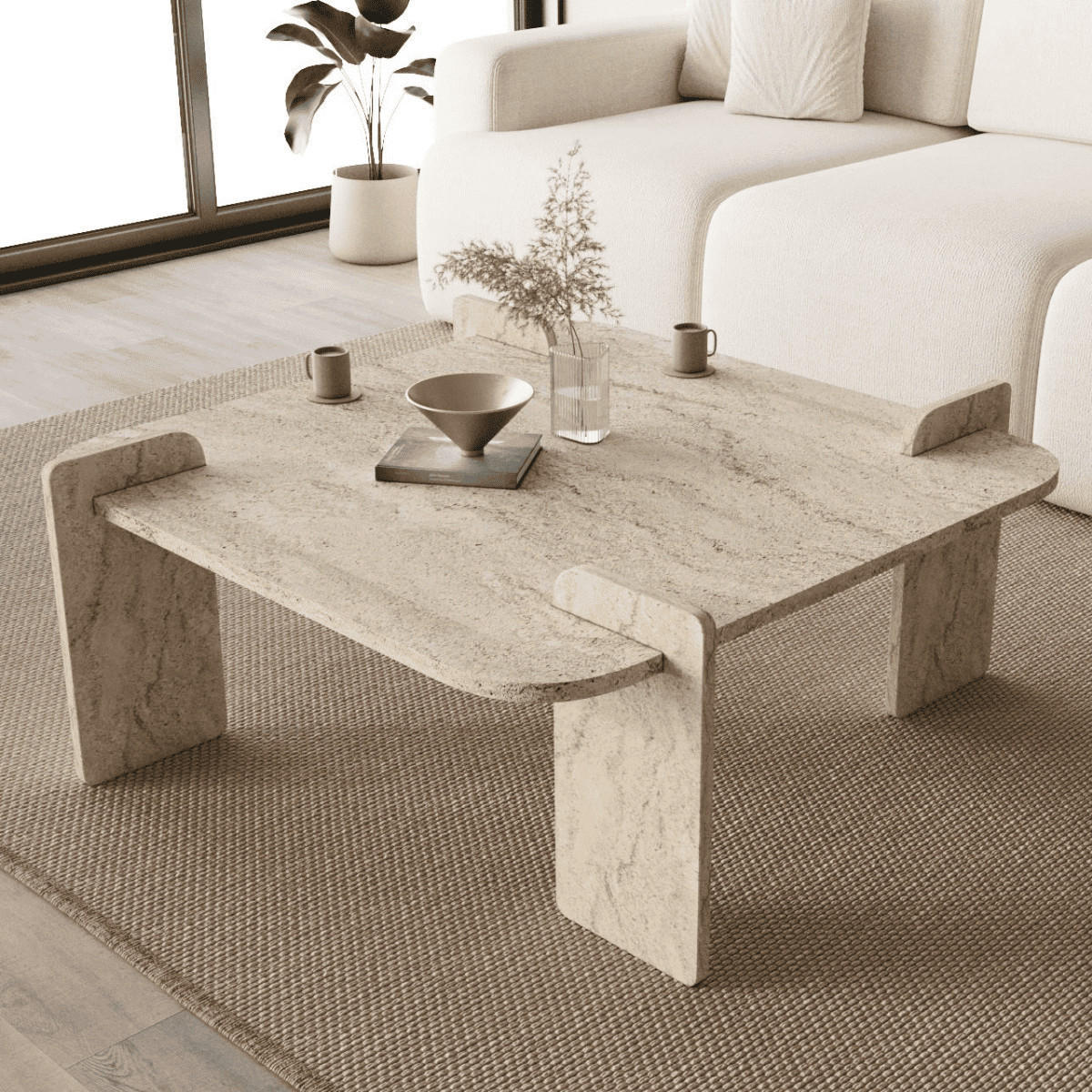 COUCHTISCH mit quadratischer platte 90/90/35 cm - Beige, Holzwerkstoff (90/90/35cm) - Calicosy