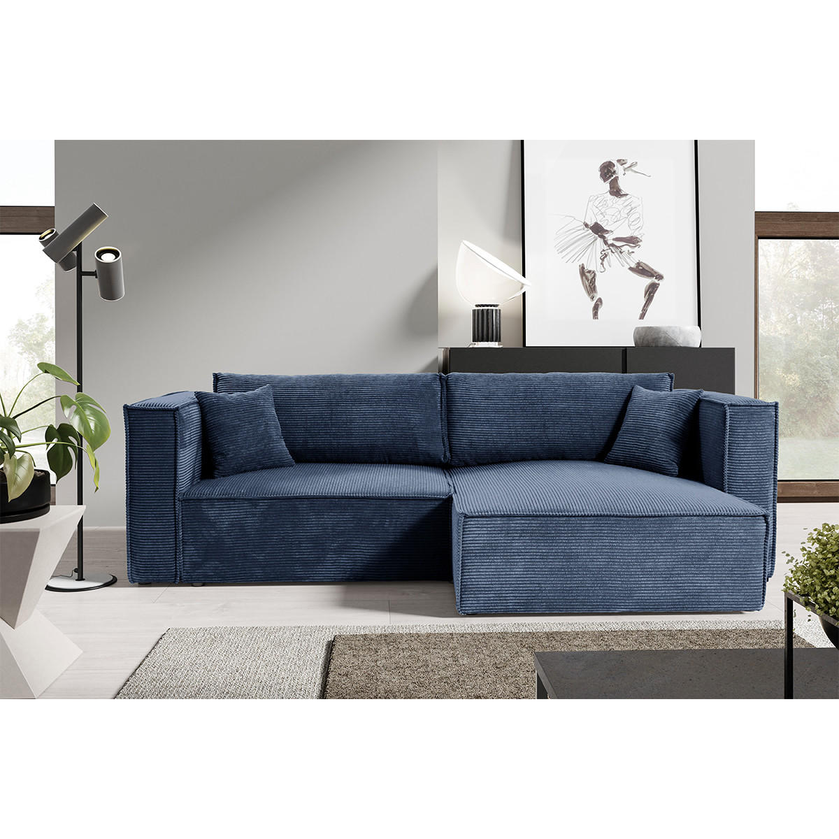 SOFA Jimmy 3 Sitzplätze Blau - Blau, Holz (245/77/148cm) - Petits-meubles