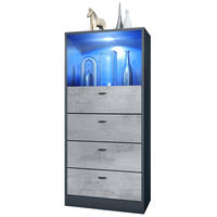 KOMMODE Pino Fronten in Beton Oxid Optik - Hellgrau, Holzwerkstoff (56/125/36cm) - Vladon