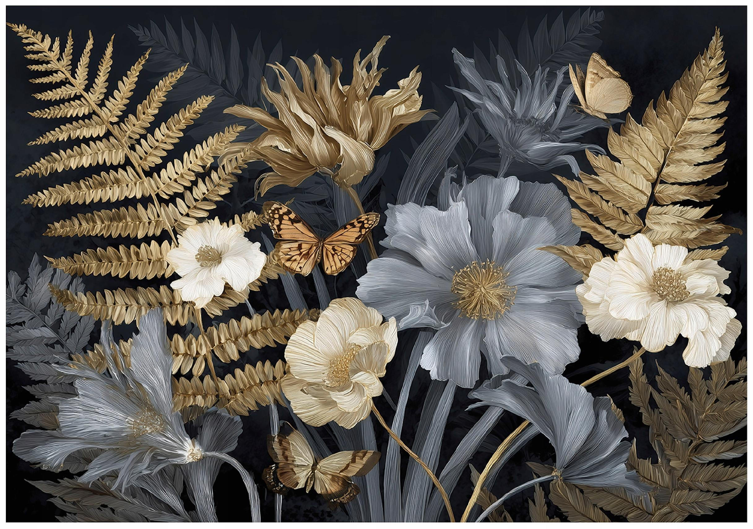 FOTOTAPETE Blätter Blumen Grau 400x280 cm - Multicolor, Papier (400/280cm) - Wallarena