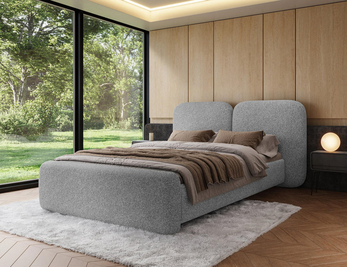 POLSTERBETT Ollival 180x200 cm mit Bettkasten und Metallrahmen – Modernes Designbett ohne Matratze - Grau, Kunststoff (180/200cm) - Wohnideebilder
