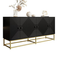 KOMMODE 160/38/75,5 cm mit 3 Doppeltüren in Schwarz - Schwarz, Holzwerkstoff (160/75.5/38cm) - BEAOK