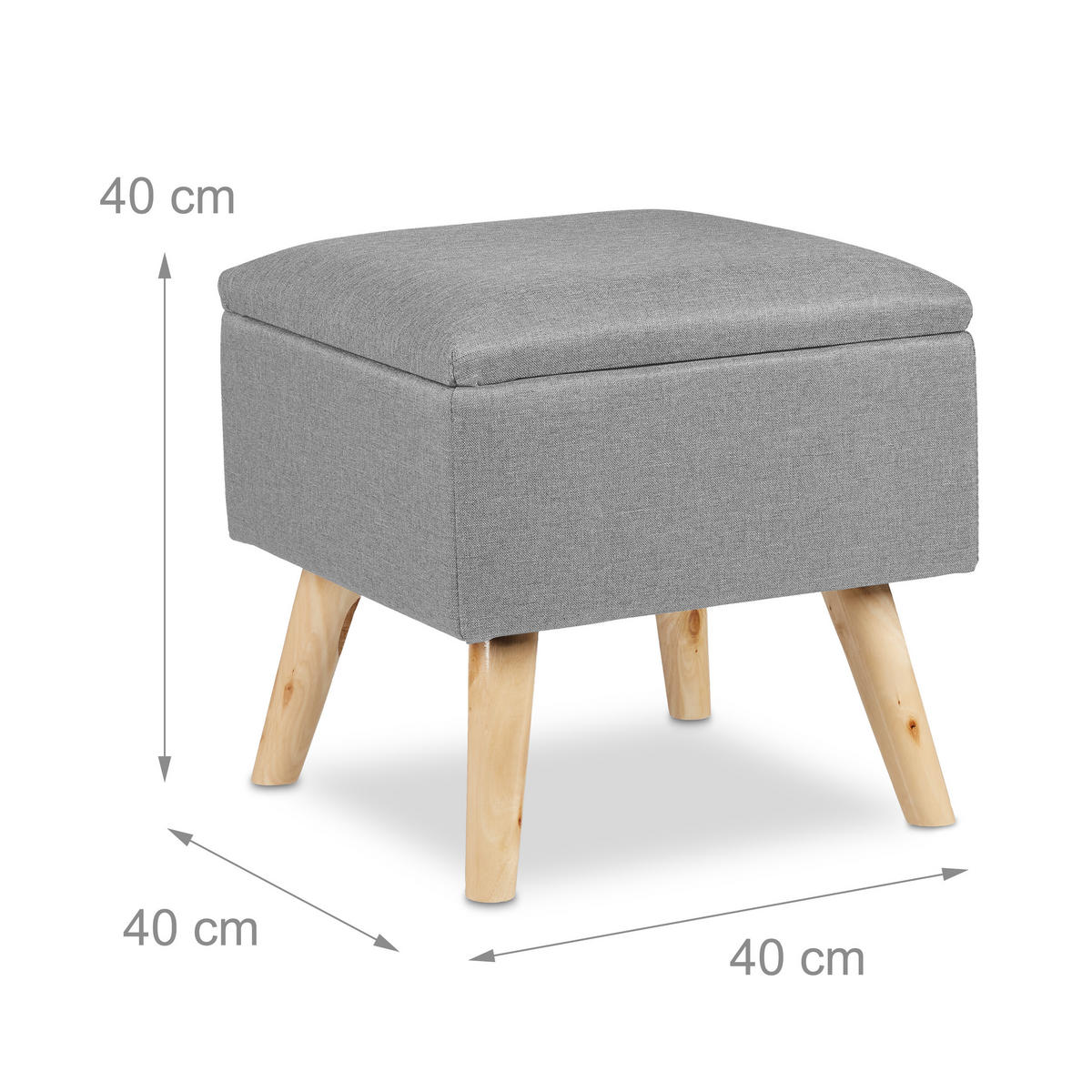 HOCKER - Grau, Holz/Holzwerkstoff (40/40/40cm) - Relaxdays