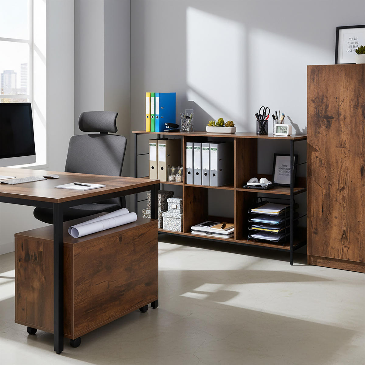 REGAL - Dunkelbraun, Holzwerkstoff/Metall (120/80/33cm) - Relaxdays