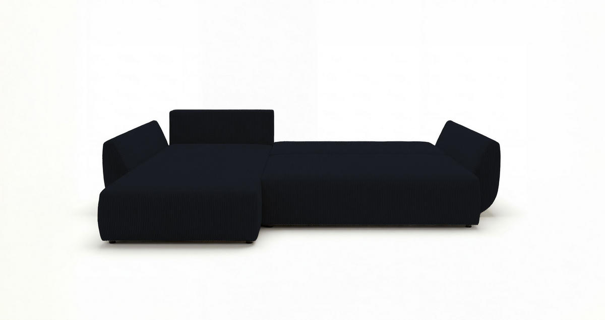 ECKSOFA SYDNEY links schwarz Cord Poso 135 - Schlaffunktion, Bettkasten - Schwarz, Textil (280/174cm) - Cornero