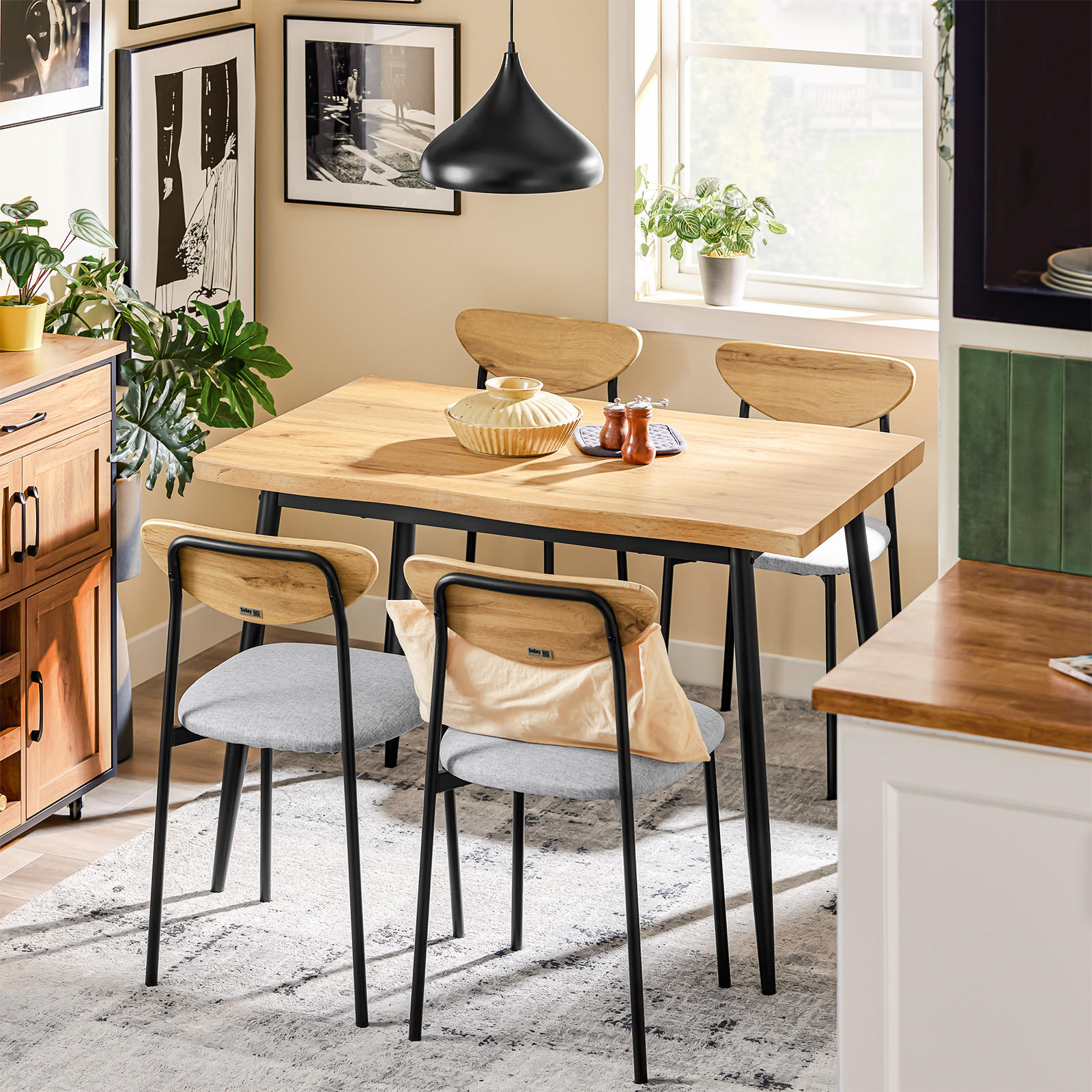 ESSGRUPPE, Esstisch mit 4 Stühlen - Naturfarben, Holzwerkstoff (110/70/76cm) - SoBuy