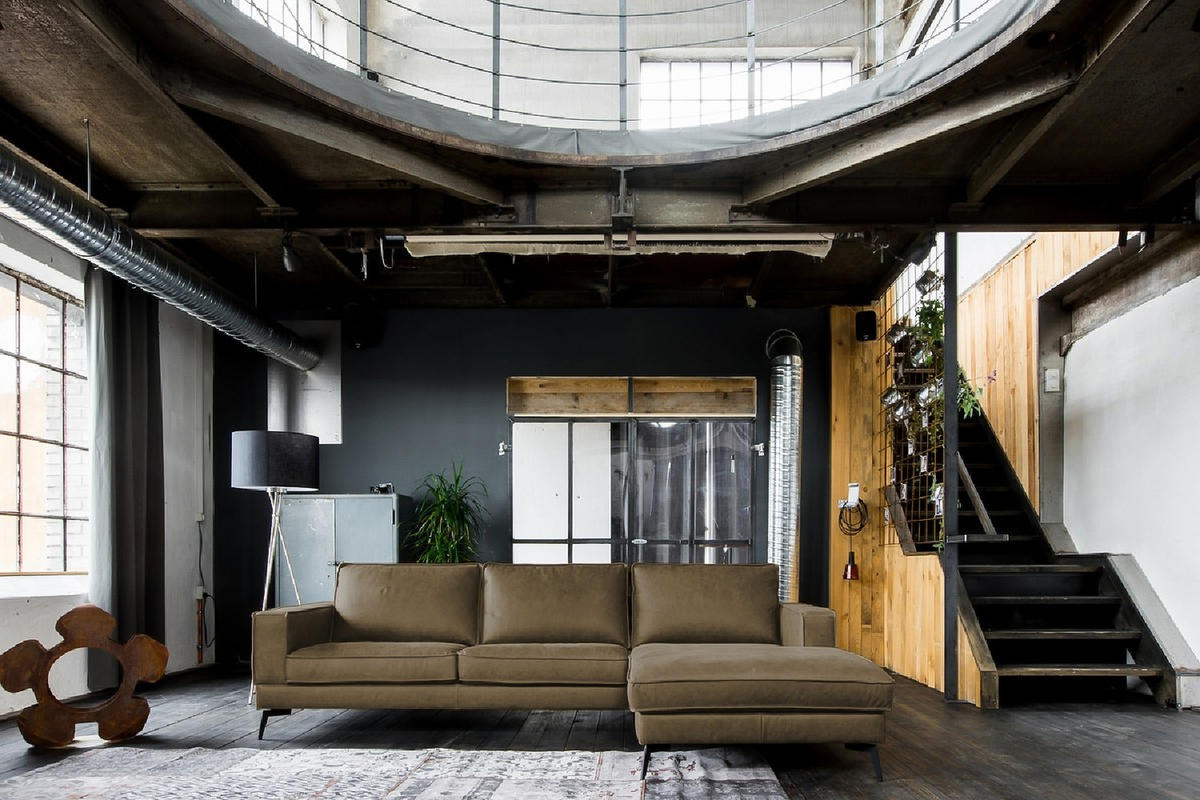 ECKSOFA BLOOM Beige Leder - Beige/Schwarz, Leder/Metall (276/177cm) - KAWOLA