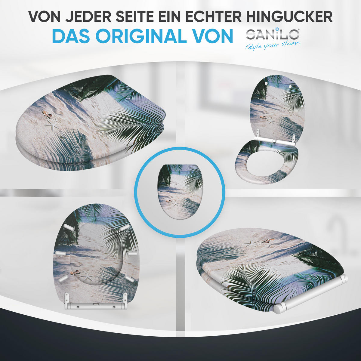 WC-SITZ mit Absenkautomatik & Top Fix Beach - Beige, Holzwerkstoff (37.7/5.5/48cm) - Sanilo