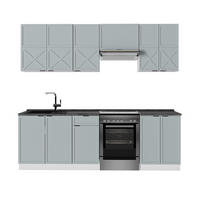 KÜCHENZEILE Fame-Line Hellblau-grau/Weiß 240 cm, AP Anthrazit - Blaugrau/Weiß, Holzwerkstoff (240/81.6/60cm) - Vicco