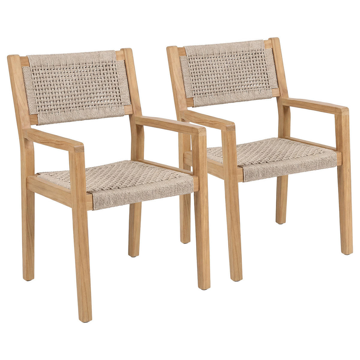 GARTENSTUHL - 2er-Set - Akazie massiv / Polypropylene - Akazie Braun / Beige - Creme/Akaziefarben, Holz/Kunststoff (60/89/59cm) - home24