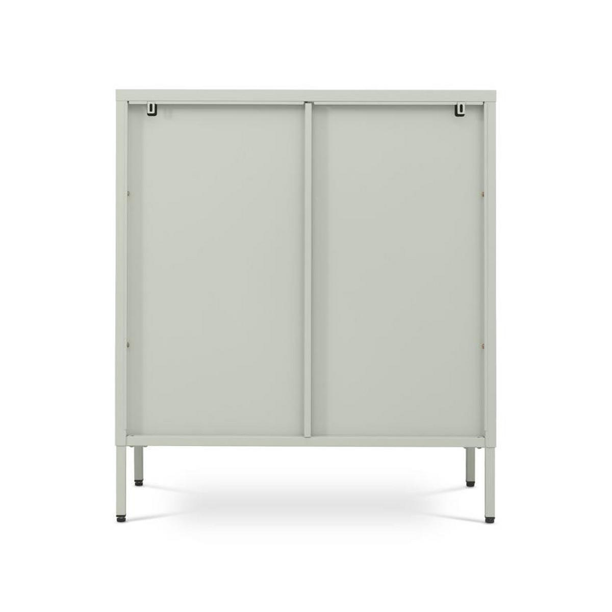 SIDEBOARD Metall 2 Türen Salbeigrün und Geriffeltes Glas 80cm EDEN - Salbeigrün, Metall (35/90/80cm) - Sicaan