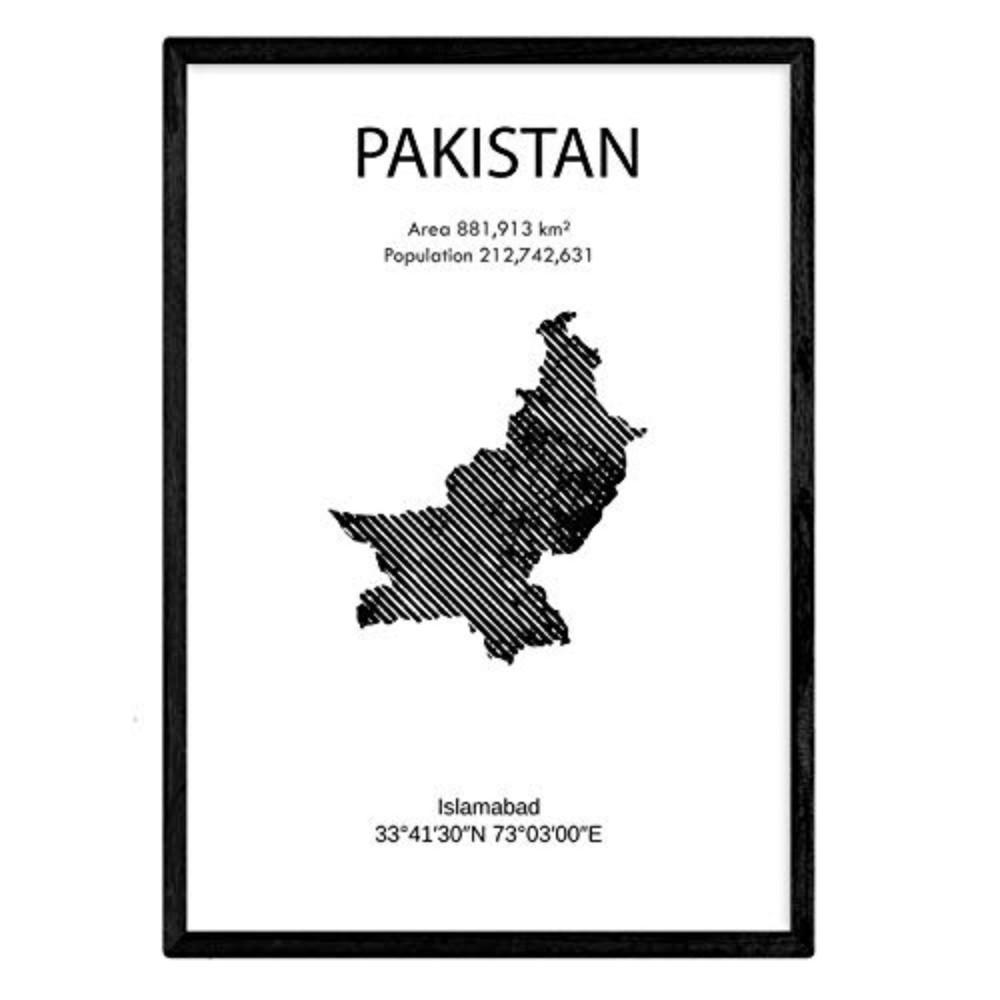 POSTER Länder & Kontinente Pakistan A3 Schwarzer Rahmen - Schwarz, Papier (29.7/5/42cm) - Nacnic