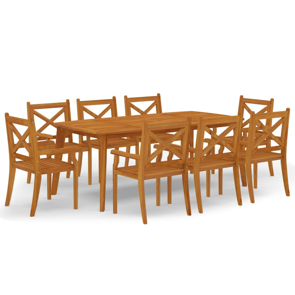 GARTEN-ESSGRUPPE 9Er Set Massivholz Akazie - Braun, Holz - vidaXL
