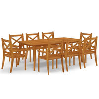 GARTEN-ESSGRUPPE 9Er Set Massivholz Akazie - Braun, Holz - vidaXL