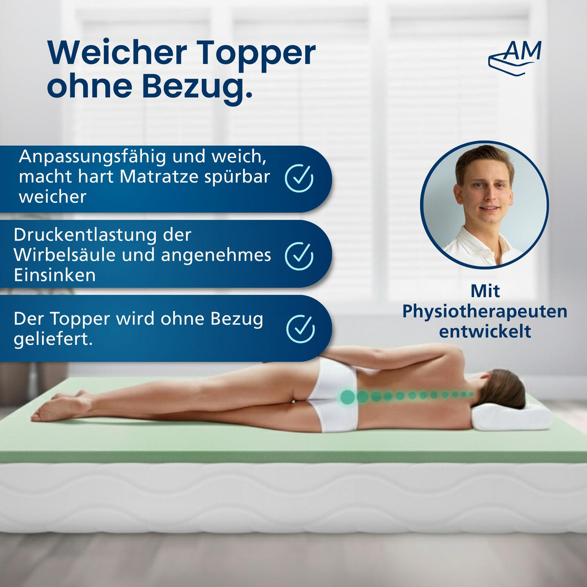 BASIC TOPPER ohne Bezug 180/200 cm - 4cm Höhe - Rosa, Textil (180/200cm) - AM Qualitätsmatratzen