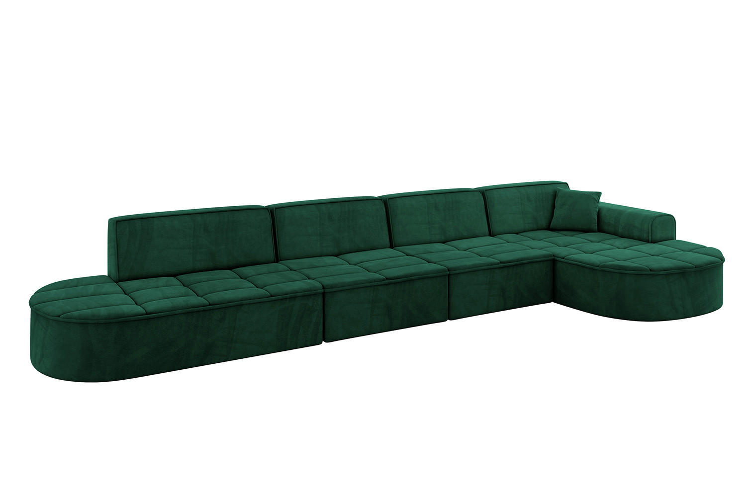 ECKSOFA Ottomane Rechts TARO-L3 - 413x171x79,5 cm Dunkelgrün - Grün, Holzwerkstoff/Textil (413/171cm) - ALTDECOR
