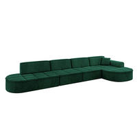 ECKSOFA Ottomane Rechts TARO-L3 - 413x171x79,5 cm Dunkelgrün - Grün, Holzwerkstoff/Textil (413/171cm) - ALTDECOR