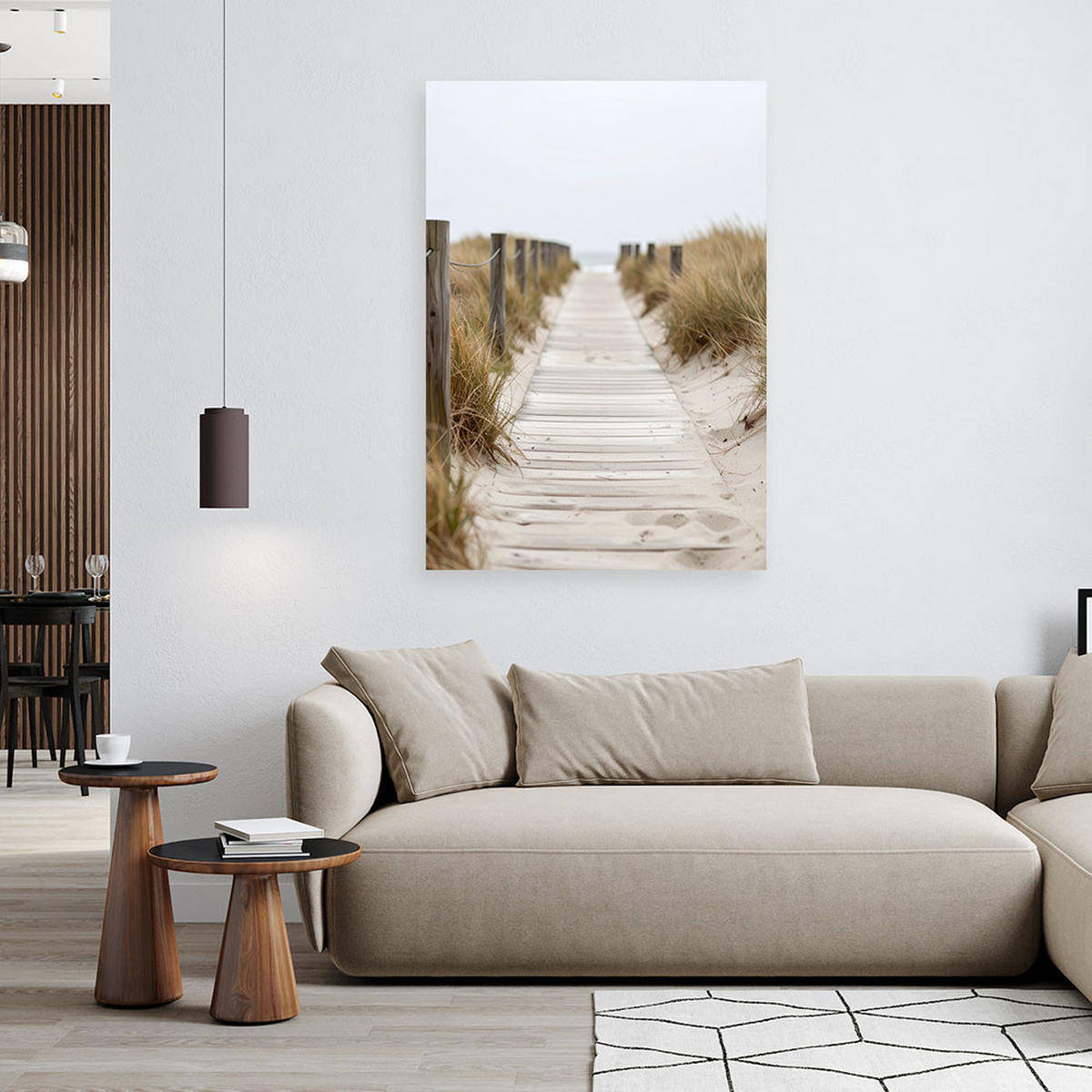 LEINWANDBILD Steg zum Strand Landschaft Natur 80x120cm - Beige, Textil (80/120cm) - Feeby