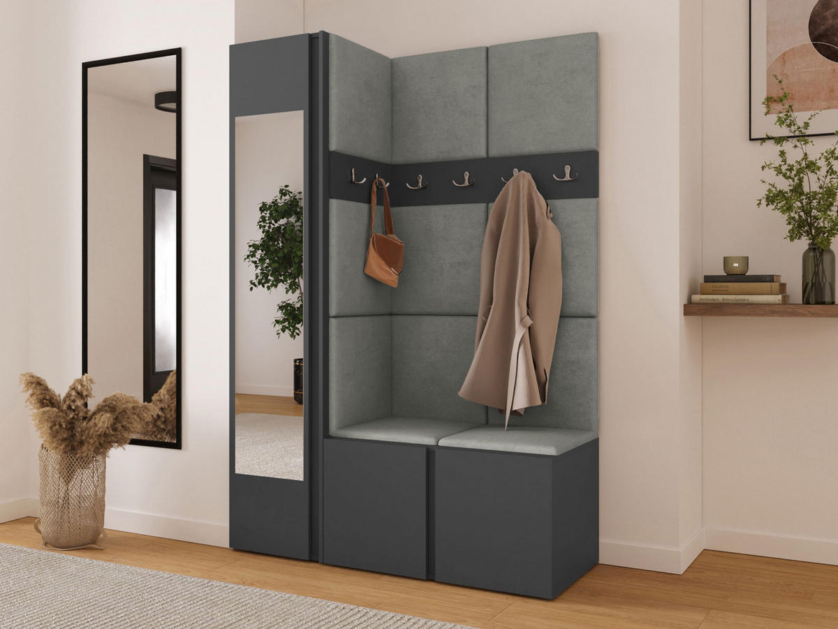 MOBILIER PENTRU HOL Orion X - grafit/gri, material plastic/compozit lemnos (124/186/46cm) - MIRJAN24