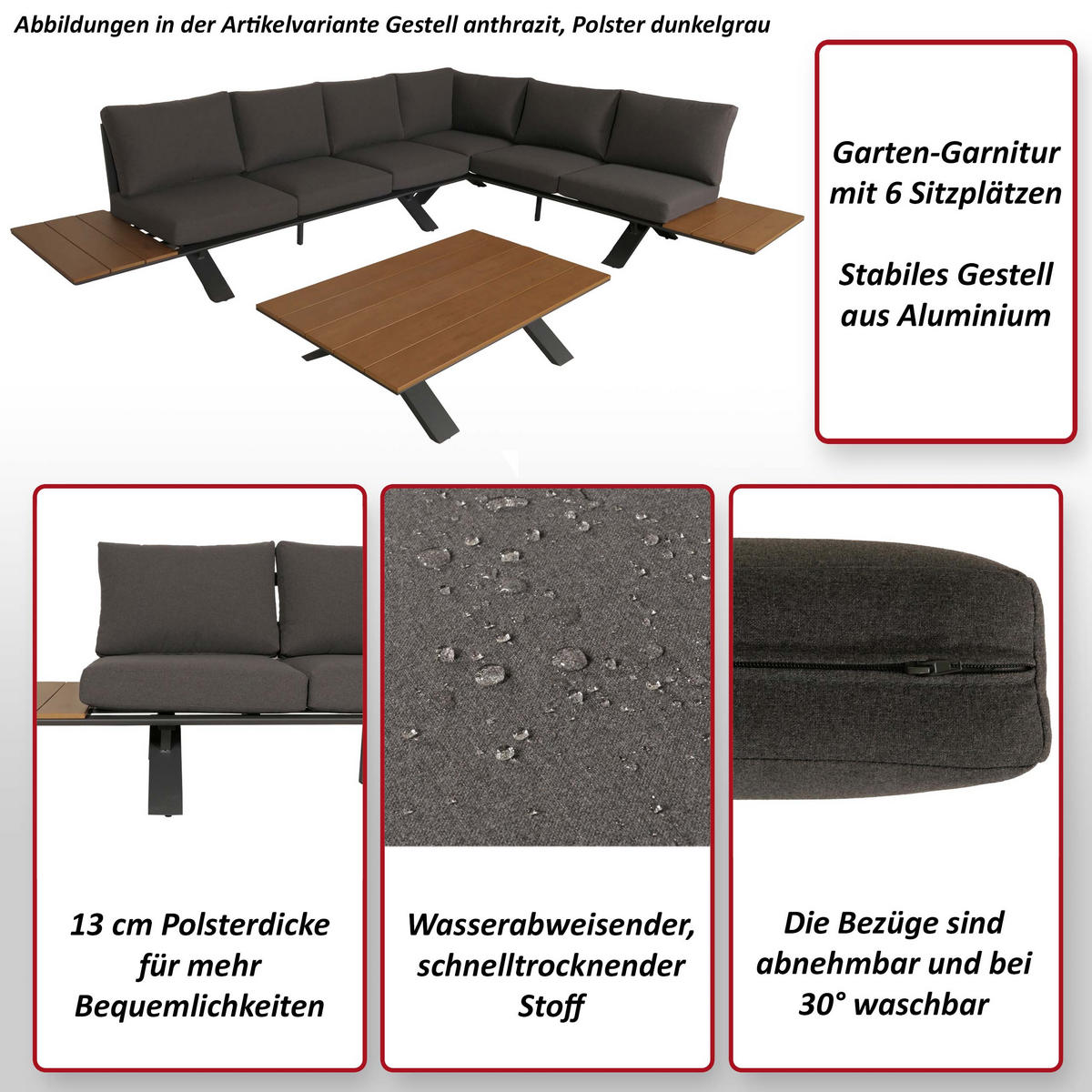 GARTEN-GARNITUR Anthrazit, Grau - Anthrazit/Grau, Metall - MCW